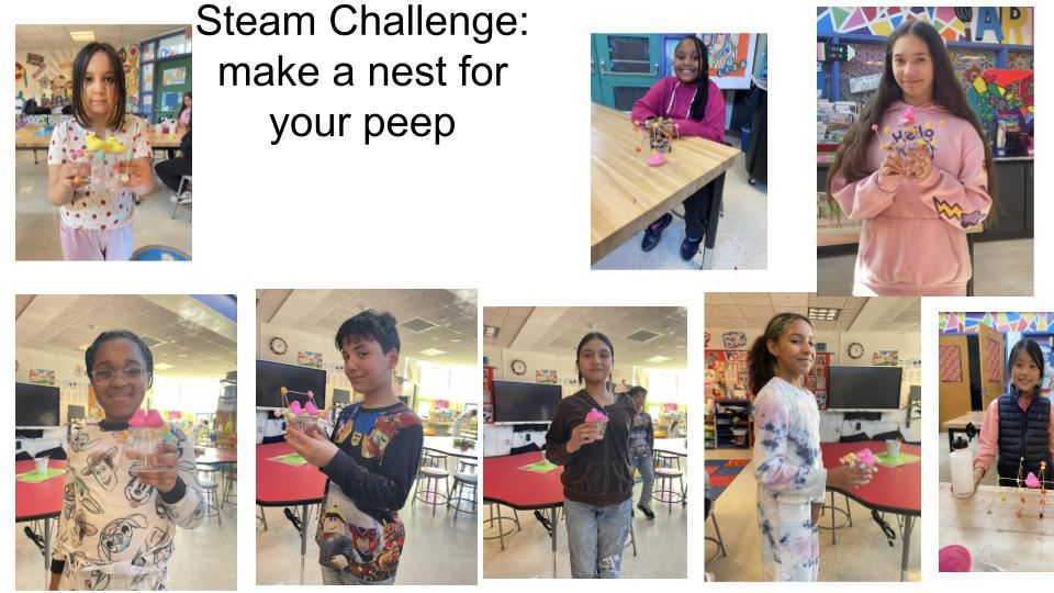 Students posing with their STEAM challenge projects